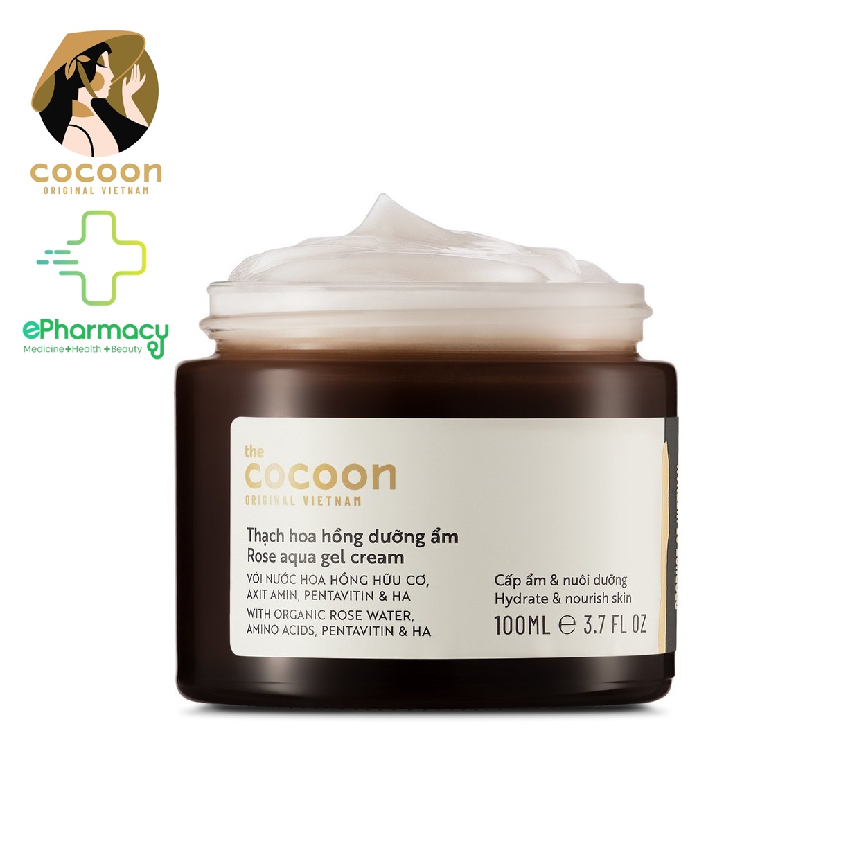 Kem dưỡng ẩm cocoon dạng thạch hoa hồng - cocoon rose aqua gel cream