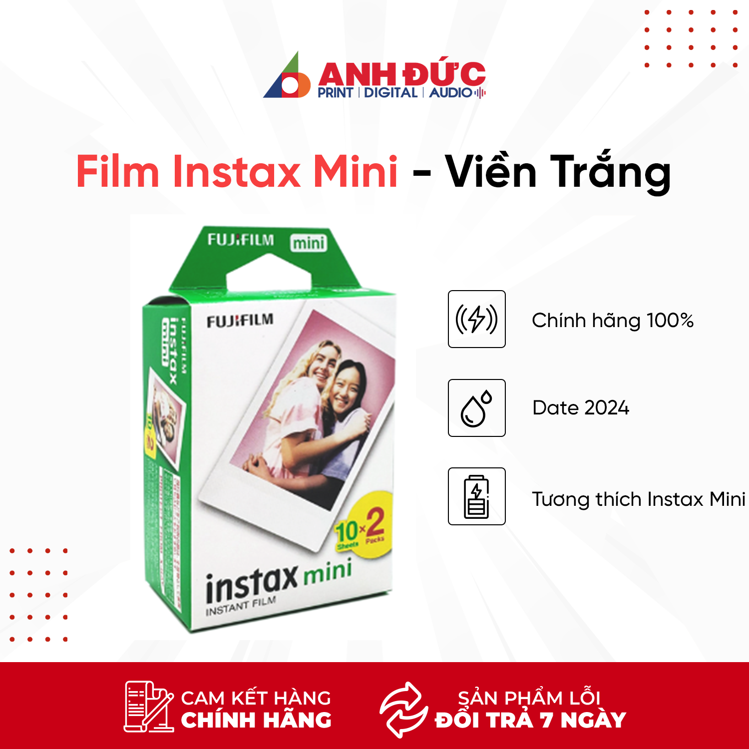 Phim máy ảnh Fujifilm Instax ColorFilm Mini - Hàng chính hãng