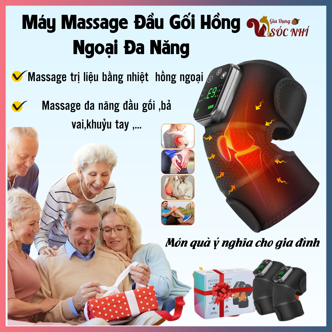 Máy massage vai gáy cổ đầu gối đa năng ,massage rung nóng hồng ngoại hiển thị màn hình LED làm ấm ,thư giãn các khớp chân ,khuỷu tay ,bả vai ,giảm đau nhức mệt mỏi cơ thể