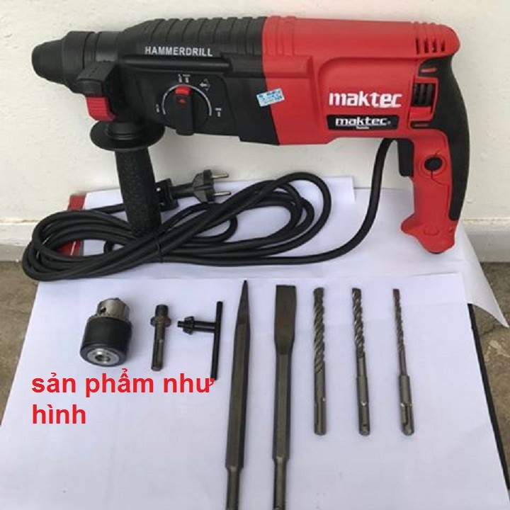 Máy khoan bê tông 3 chức năng maktec 2 - 26 900w tặng kèm đầu khoan sắt, gỗ và 5 mũi khoan, đục bê tông
