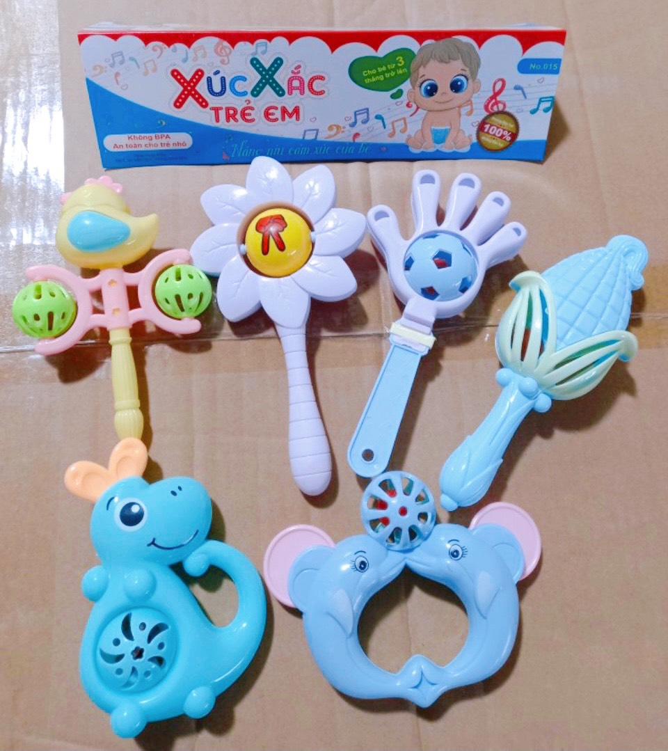 Bộ lục lạc xúc xắc 6 chi tiết cho bé tập cầm nắm và nhận biết