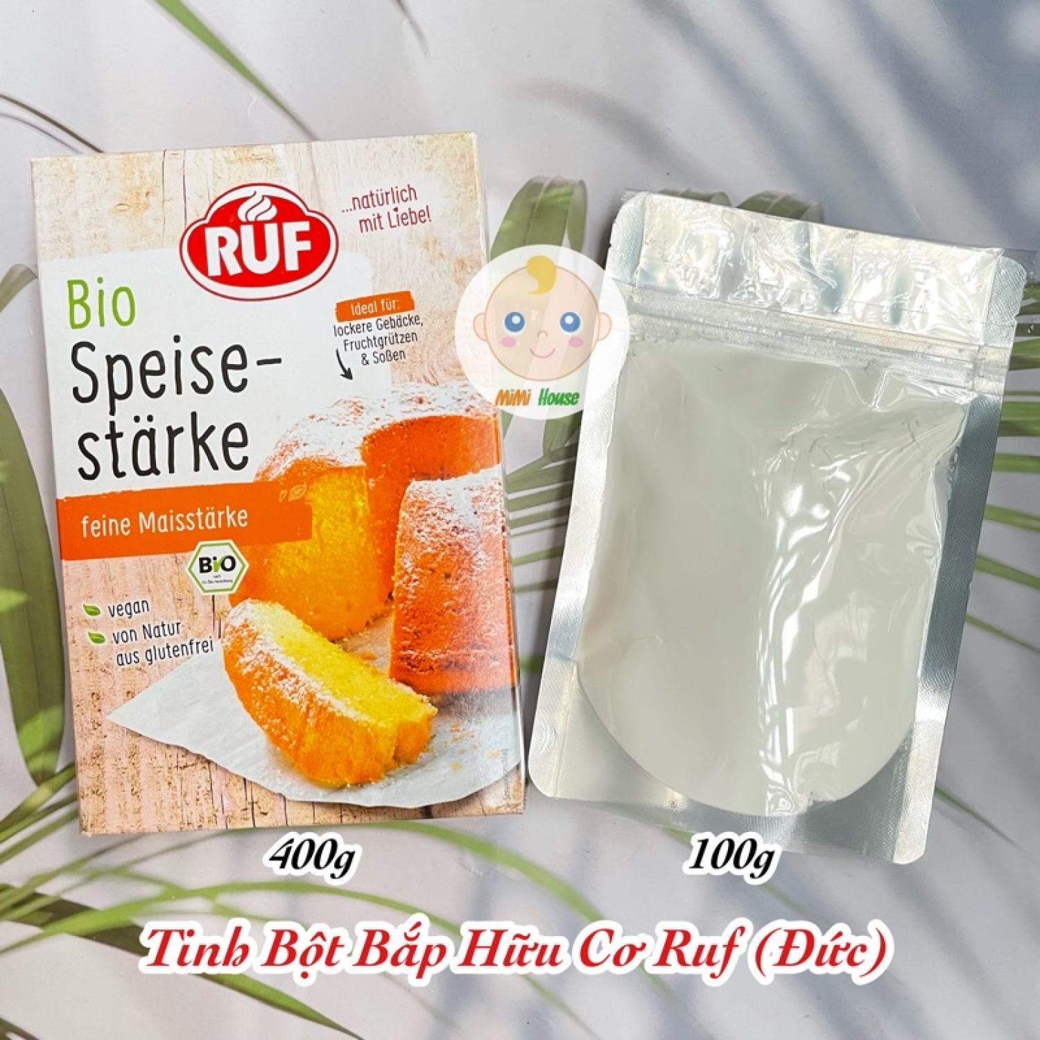 Tinh bột bắp hữu cơ ruf 400g, có tách lẻ 100g