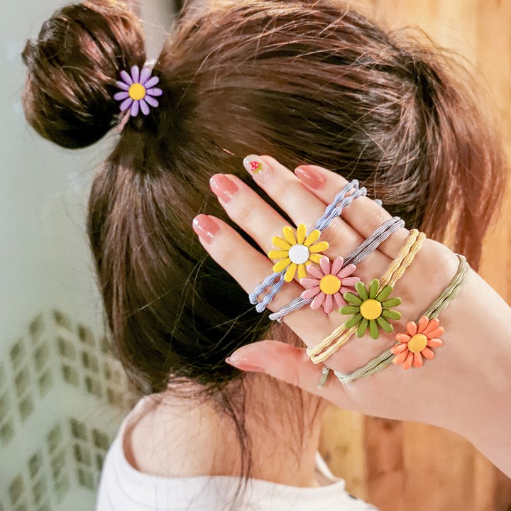 Dây cột tóc nữ dễ thương kiểu hàn quốc xinh xắn - dây buộc tóc hoa cúc - đồ buộc tóc nữ cute hàn quốc