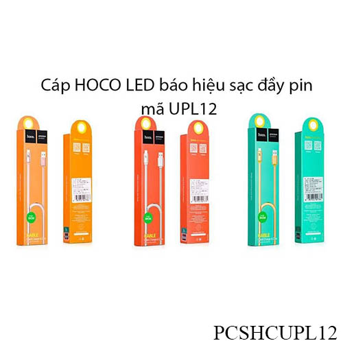 Cáp sạc chính hãng HOCO UPL12 dài 100cm có đèn LED báo sạc đầy chân lightning dùng cho Iphone