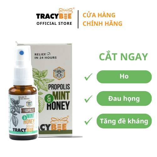 XỊT HỌNG KEO ONG XANH TRACYBEE - VỊ BẠC HÀ DÀNH CHO NGƯỜI TỪ 2 TUỔI
