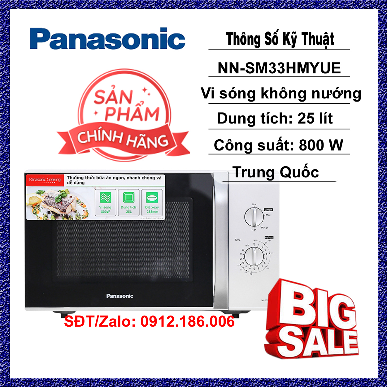 Lò vi sóng panasonic nn-sm33hmyue 25 lít chính hãng