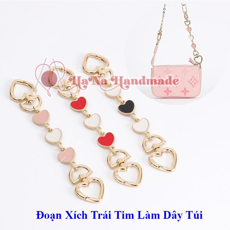 Đoạn xích trái tim khoen mở làm túi 58k/1 dây