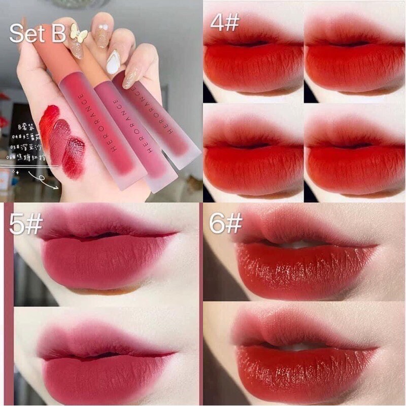 Set 3 cây son kem lì Herorange