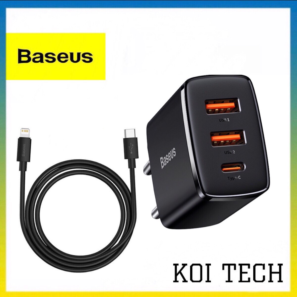 Bộ củ sạc nhanh iphone 30w  kèm dây sạc type c to lightning - cốc sạc 3 cổng kèm dây sạc nhanh ip 12 11 pro xsmax,...vv ipad  -  KOITECH