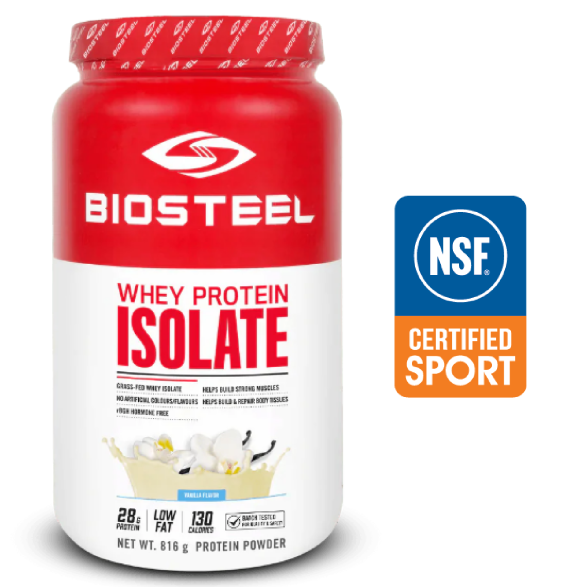  Grass-Fed Whey Protein Isolate tạo ngọt tự nhiên chứng nhận NSF Sport: Biosteel 