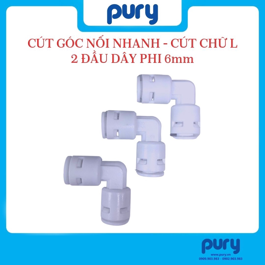 Cút góc nối nhanh 2 đầu dây phi 6 - co vuông nối nhanh - chút chữ l nối 2 đầu dây phi 6