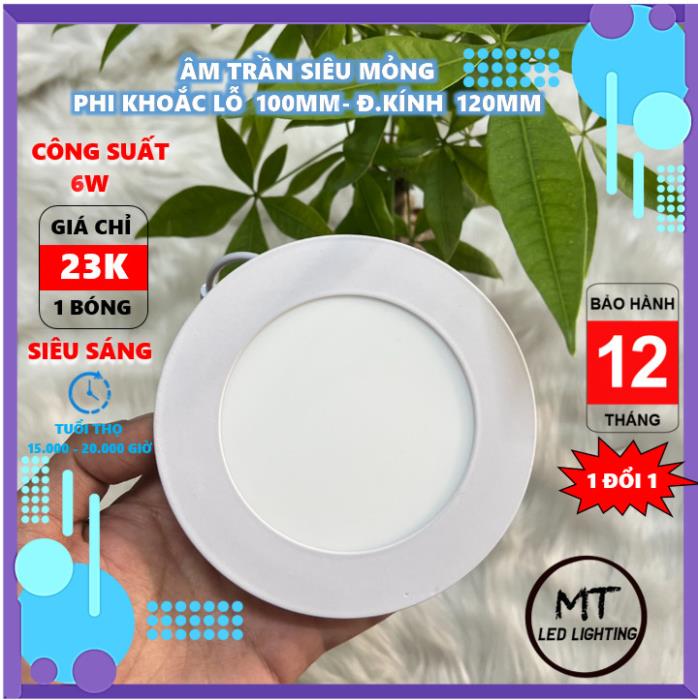 Đèn led âm trần 6w ánh sáng trắng phi khoắc lỗ 100