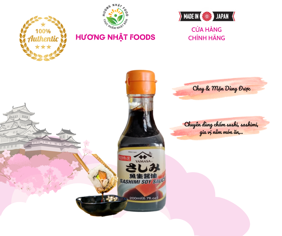 Nước tương sashimi soy sauce yamasa nhật bản 200ml