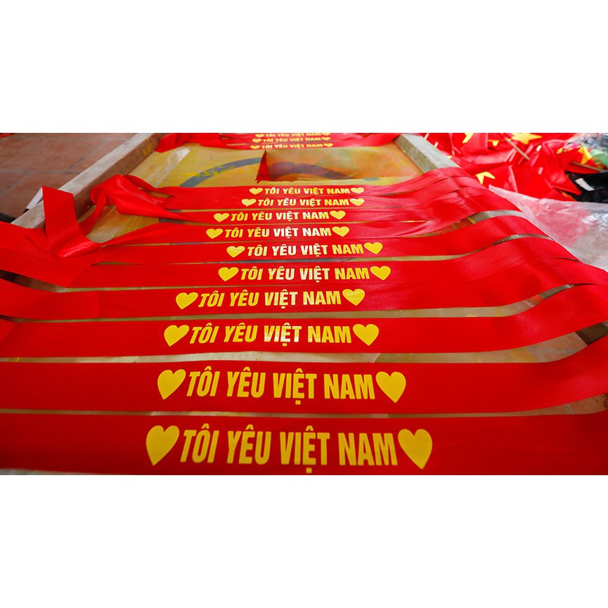 Băng rôn đeo đầu tôi yêu việt nam-việt nam vô địch