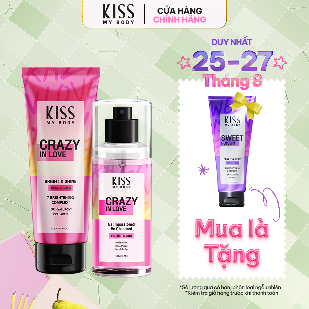 Bộ đôi hoàn hảo body lotion + body mist hương crazy in love