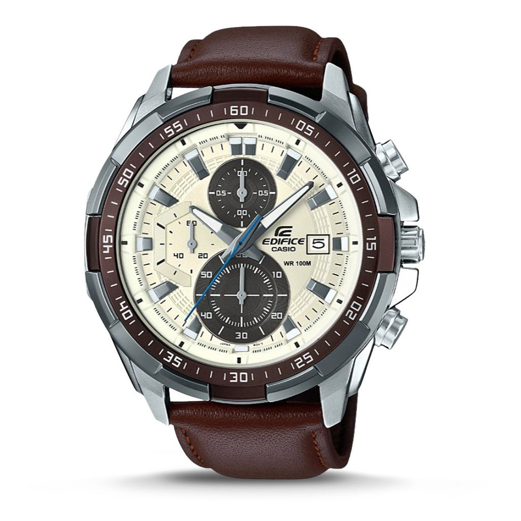 [HCM]Đồng hồ nam dây da Casi0 EF539L size 44mm chống nước vỏ thép không gỉ thể thao cao cấp sang trọng