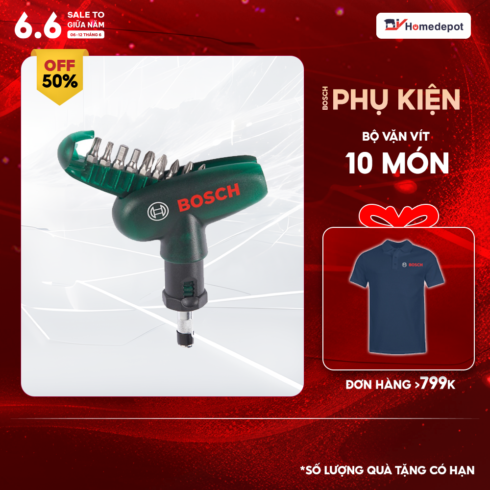Bộ mũi vặn vít cầm tay 10 chi tiết Bosch 2607019510