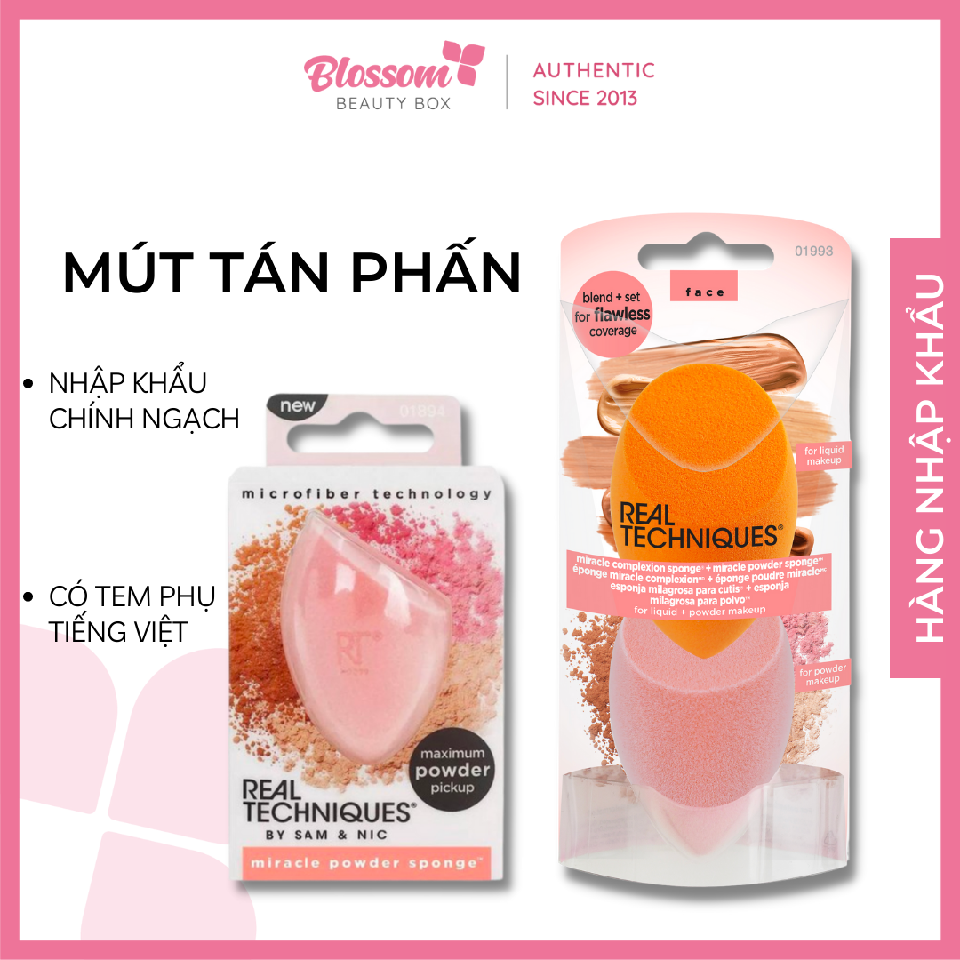 Bông Mút dặm phủ tán phấn Real Techniques Miracle Powder Sponge