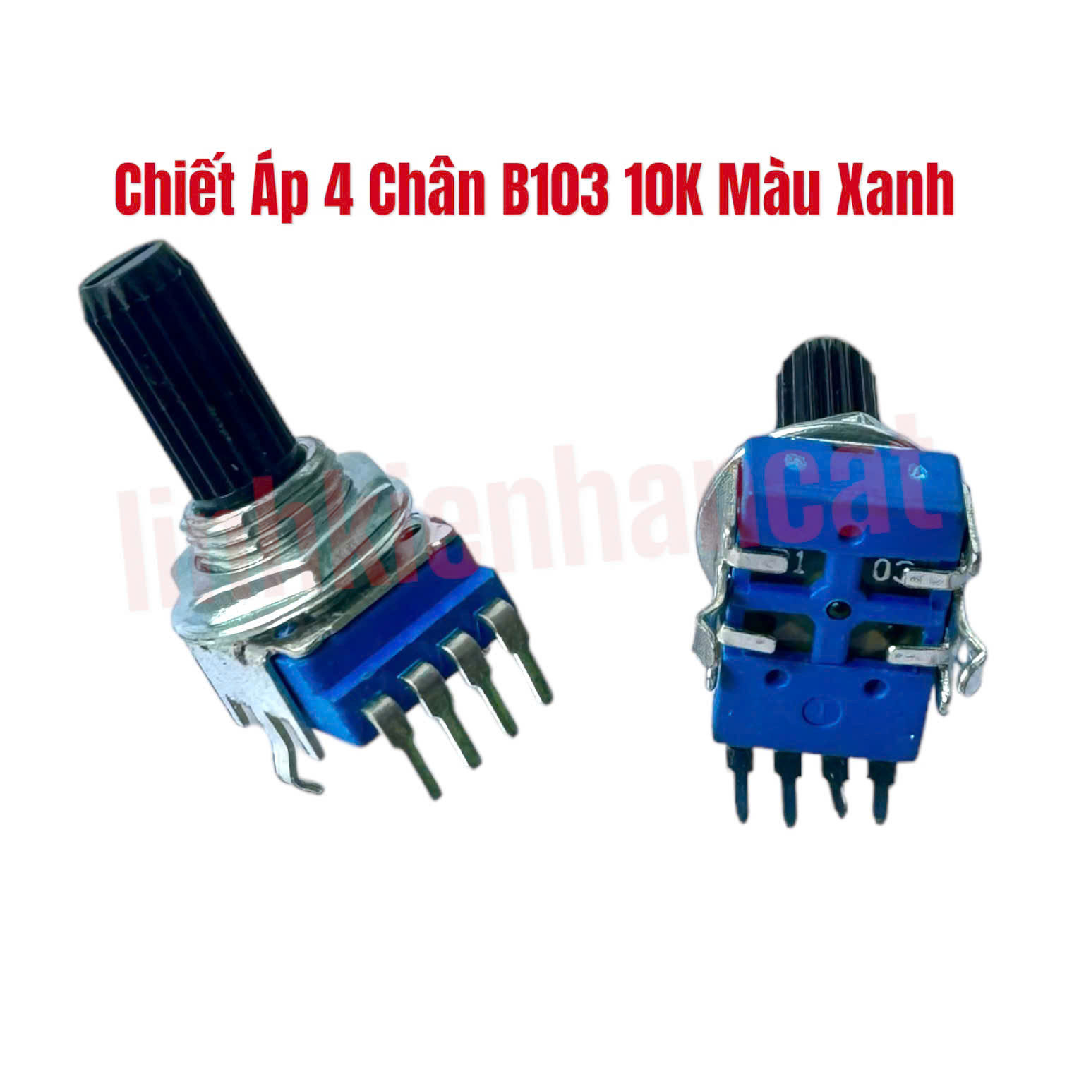 Chiết áp 4 chân b103 10k màu xanh