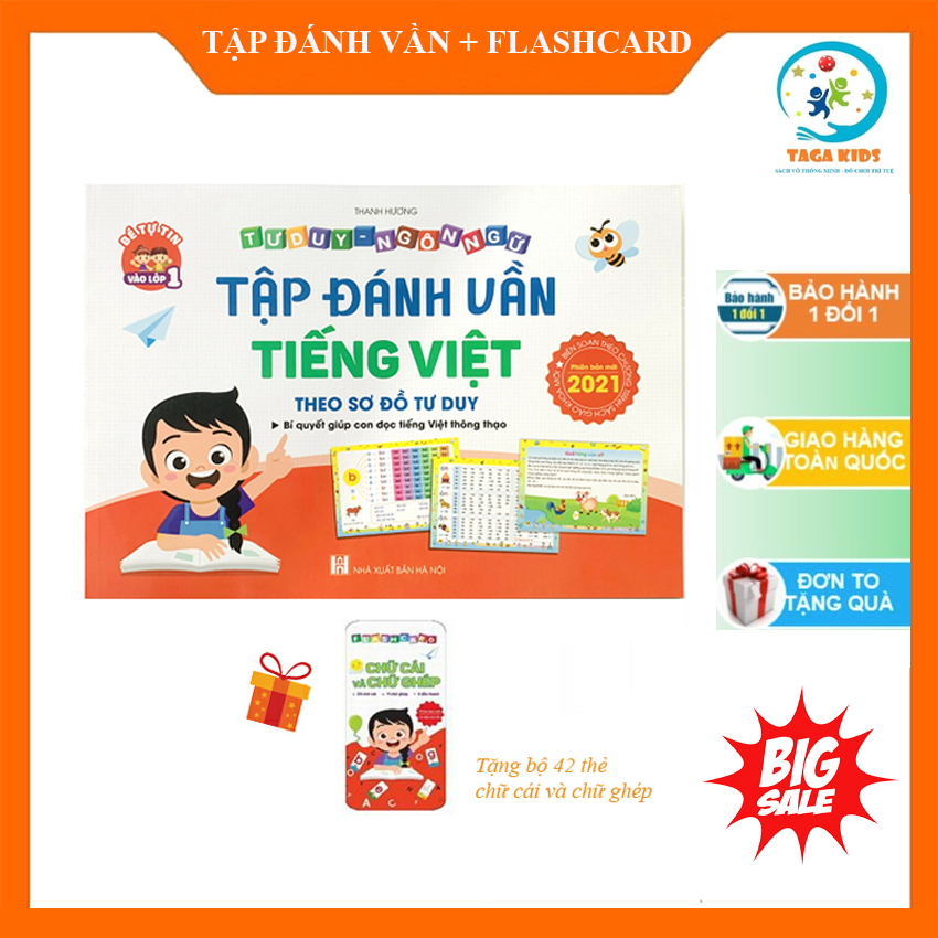 [PHIÊN BẢN SƠ ĐỒ TƯ DUY + QUÀ 19K] Tập Đánh Vần Tiếng Việt + TẶNG Bộ Thẻ Ghép Vần với 45 chữ cái, 11 chữ ghép và 5 dấu thanh có các hình ảnh minh họa cho Bé 4-6 Tuổi - Tư Duy Ngôn Ngữ Cho Bé - Sách Đánh Vần Tiếng Việt
