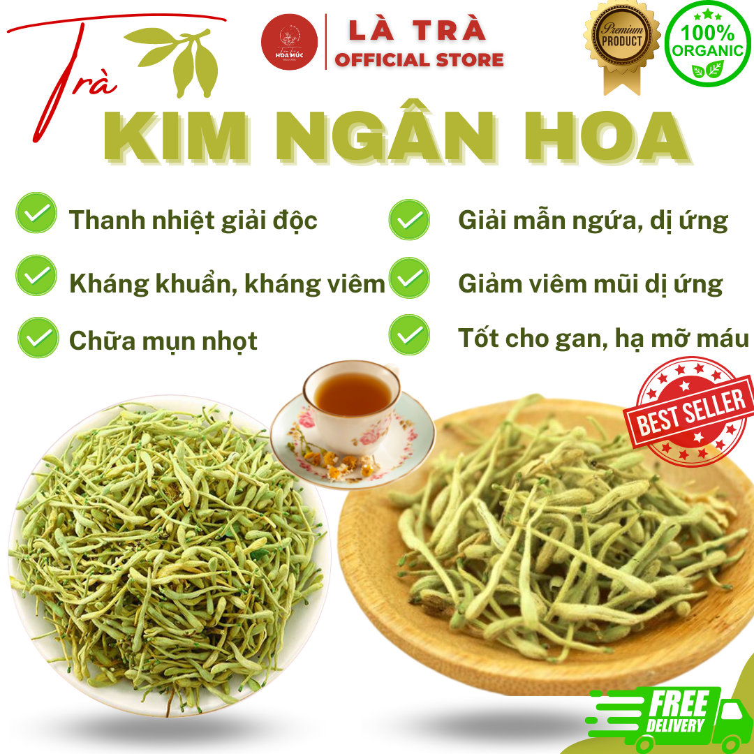 200gr trà kim ngân hoa sấy khô đẹp không cọng không lá là trà