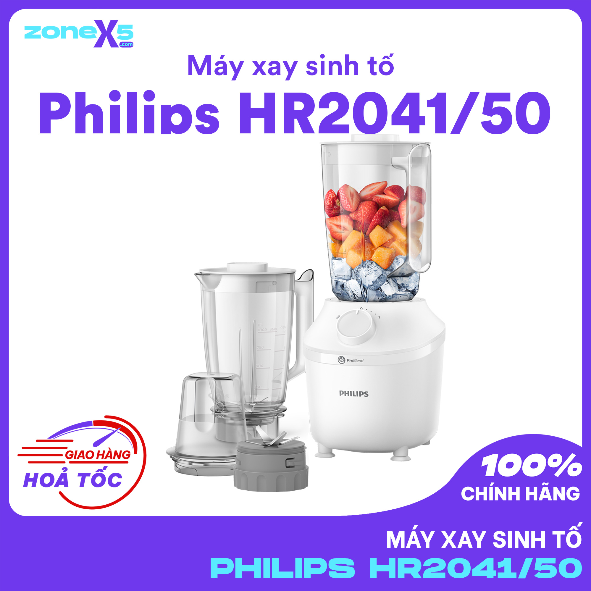 Máy xay sinh tố philips hr2041/50 450w - hàng chính hãng