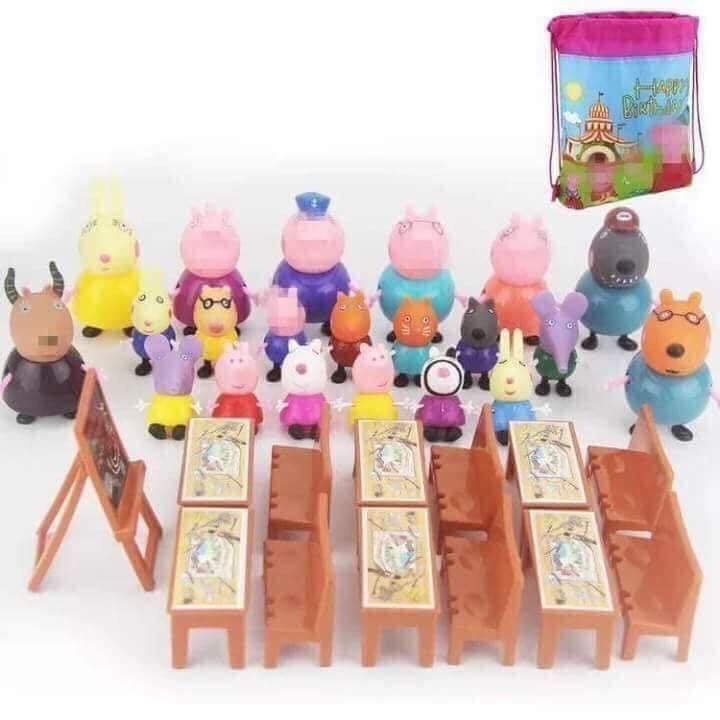 Bộ đồ chơi lớp học heo peppa pig 21 nhân vật