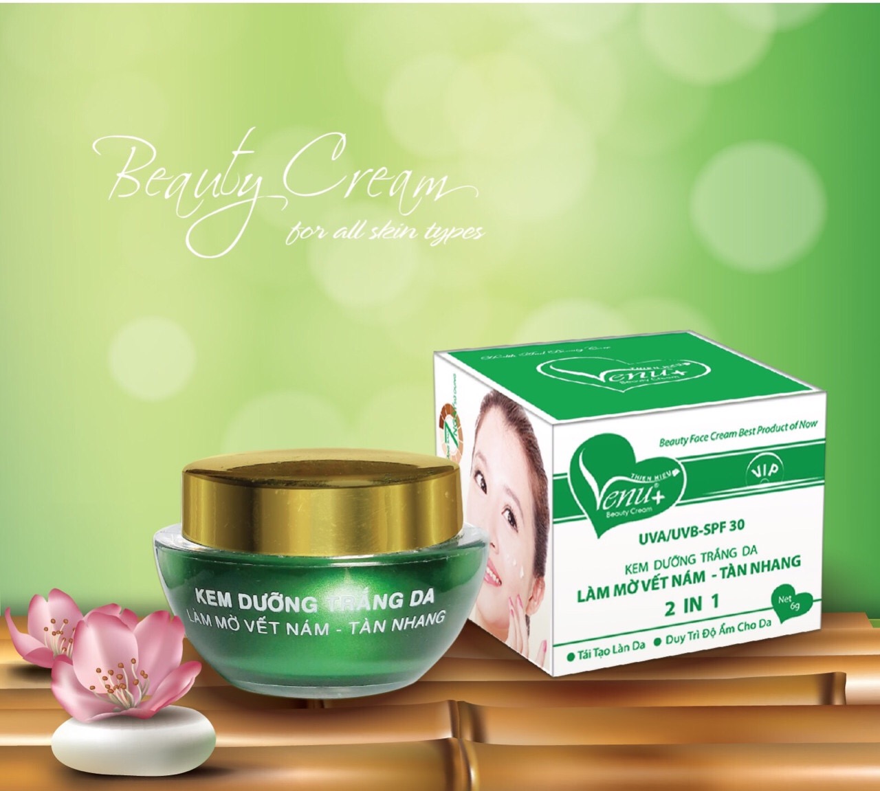 Kem Dưỡng Trắng Da Làm Mờ Vết Nám Tàn Nhang Venu Thiên Hiếu 6g