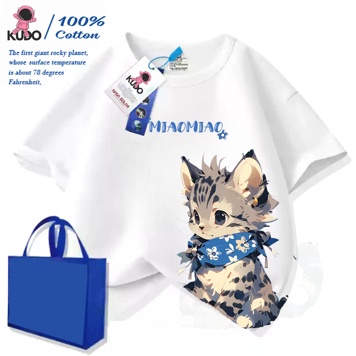 Áo thun cho bé gái, bé trai KUDO size 10 - 40 kg họa tiết con mèo dễ thương chất vải 100% cotton tự nhiên co dãn 4 chiều siêu thoáng khí tránh hầm bí, bst cute cat 01