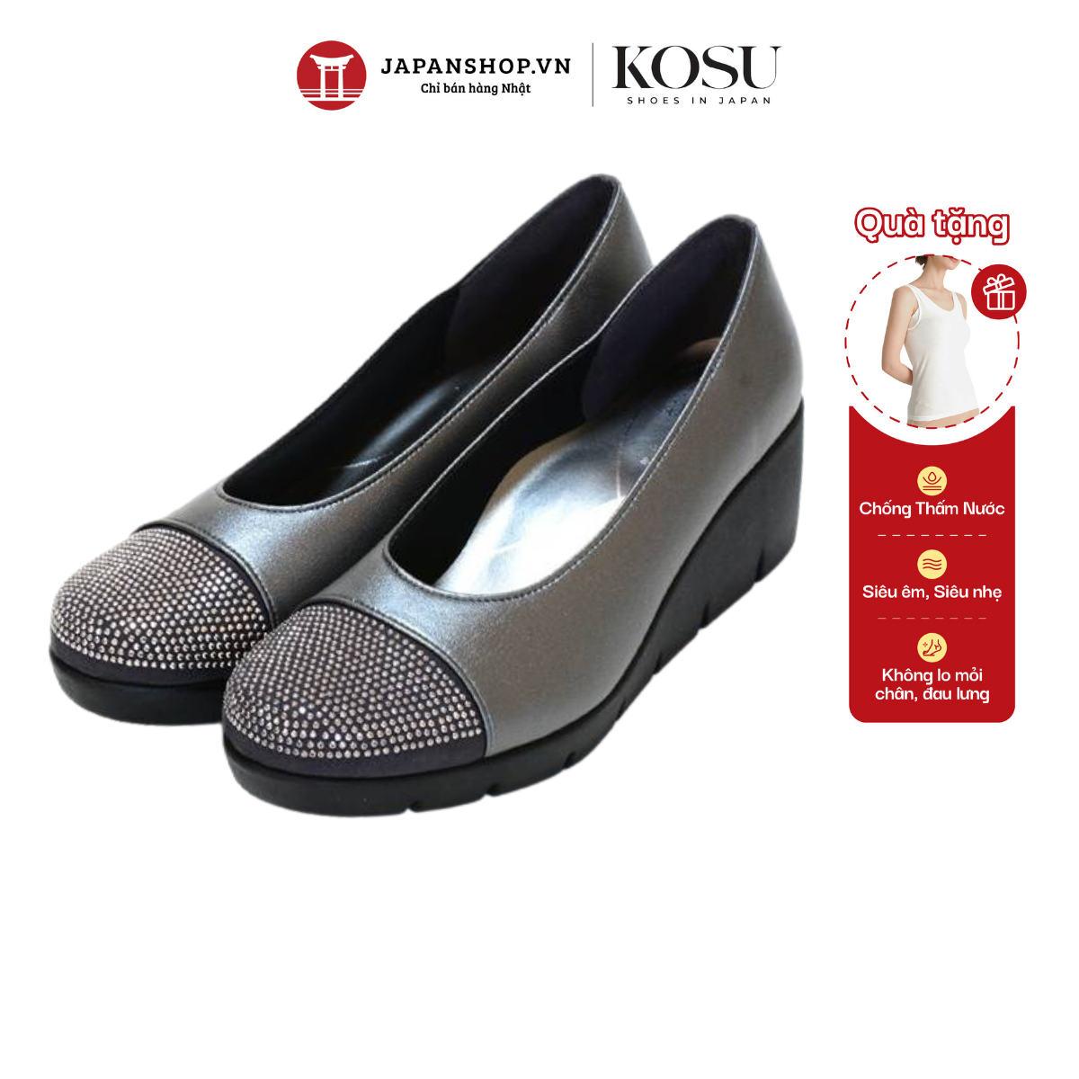 Giày búp bê đế xuồng nữ 39606 dáng sang siêu nhẹ cao gót 5,5cm made in Japan
