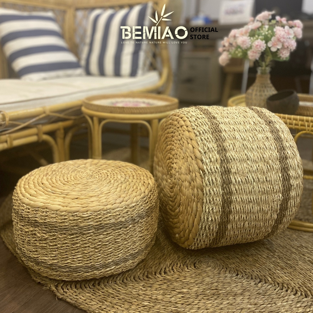 Ghế đôn Bemiao, ghế sofa, Đôn cải, ghế đôn cói, Bàn trà cói bèo, Ghế ngồi gác chân đa năng