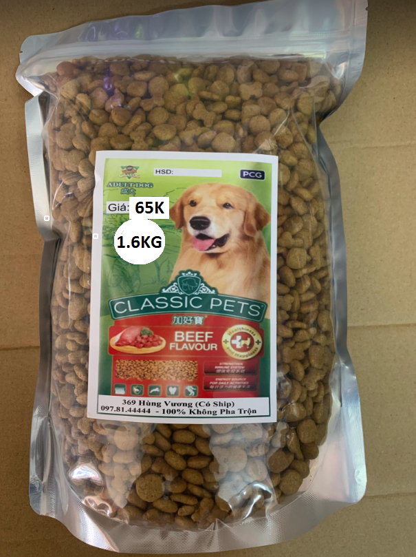 Thức Ăn Cho Chó Lớn Classic Adult vị Thịt Bò 1.6KG CHIẾT KHÓA ZIP