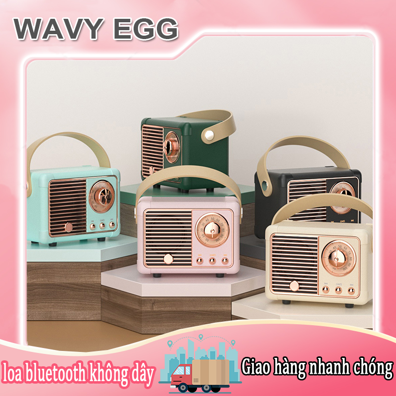 Loa mini Bluetooth 5.0, kết nối Bluetooth không dây âm trầm phong cách retro, hỗ trợ cắm đĩa U, cắm thẻ nhớ TF