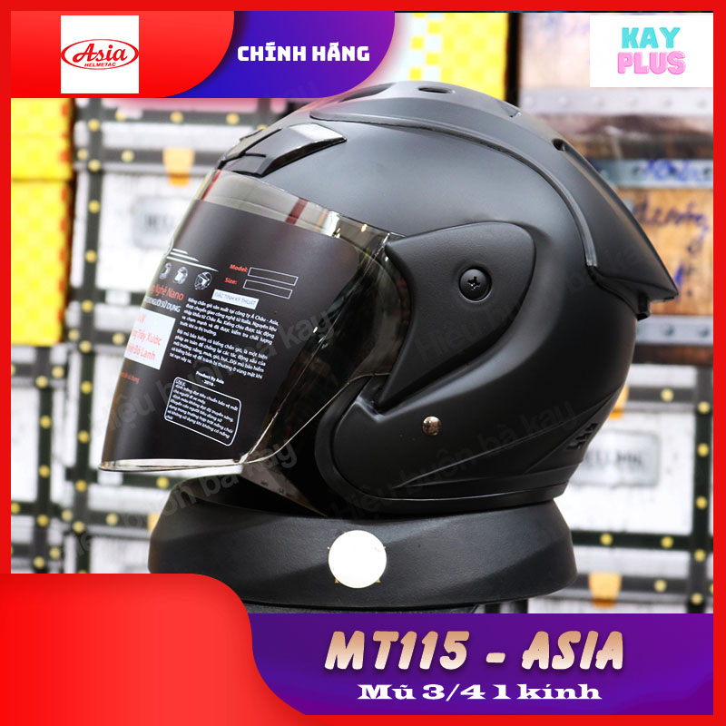 Nón bảo hiểm 3/4 mt115 1 kính - asia