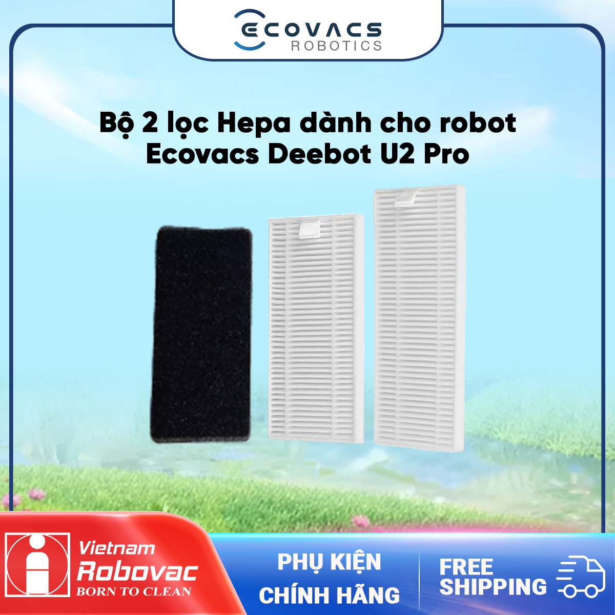 Bộ lọc robot Ecovacs Deebot U2 Pro - hàng chính hãng - ( Lọc khay lau hút _ lọc khay hút )