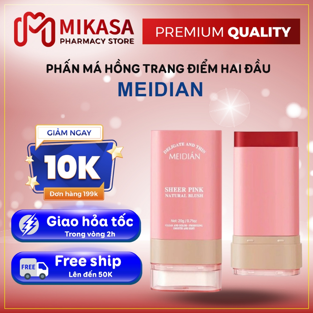  Phấn Má Hồng MEIDIAN Dạng Thỏi Hai Đầu – MEIDIAN Phấn Má Hồng Lâu Trôi Chống Thấm Nước Với Tông Màu Tự Nhiên 