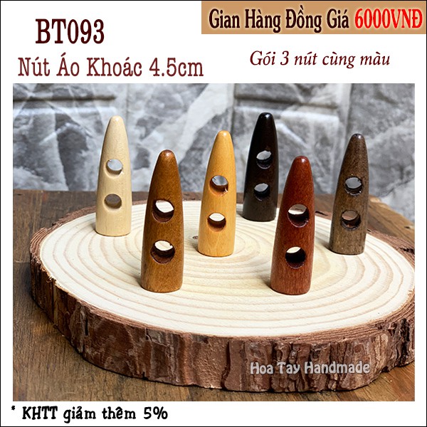 Nút gỗ hình chóp bt093 - khuy áo khoác- hoa tay handmade