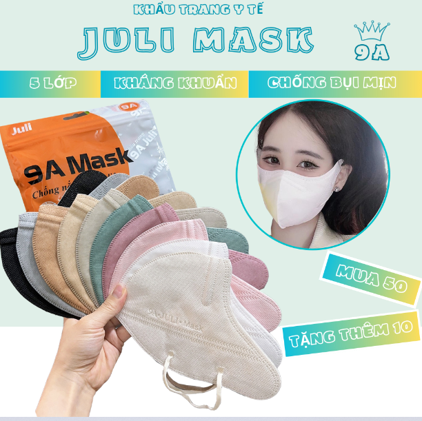 [VOUCHER 8%] Giá sỉ 100 chiếc khẩu trang 9A JULI 9A MASK 5 lớp dày dặn siêu chống nắng chống tia UV bảo vệ toàn diện