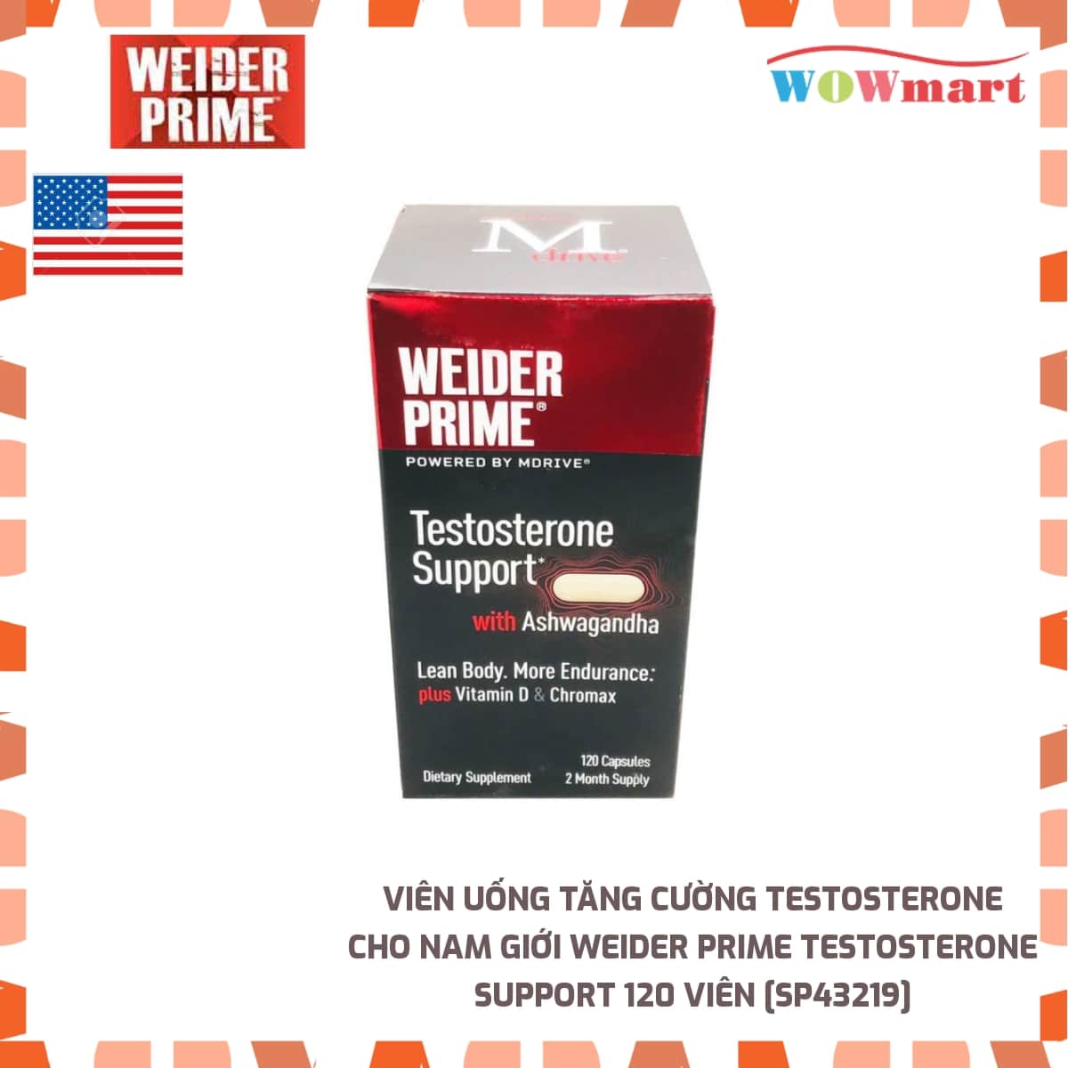 [HCM]Viên uống tăng cường testosterone cho nam giới Weider Prime Testosterone Support 120 viên - [MỸ]