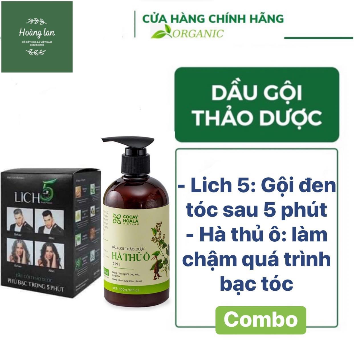 Combo Dầu gội phủ bạc Lich5 + Dầu gội đen tóc hà thủ ô [cặp đôi hoàn hảo cho ng tóc bạc]