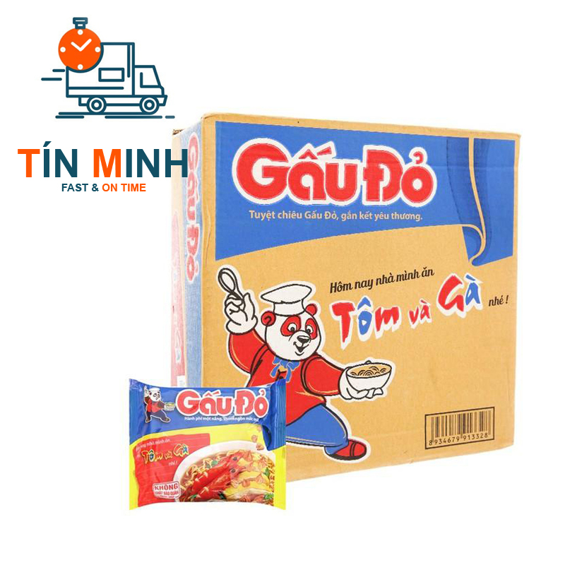 Mì gấu đỏ vị tôm và gà thùng 30 gói 63g - Cty TM