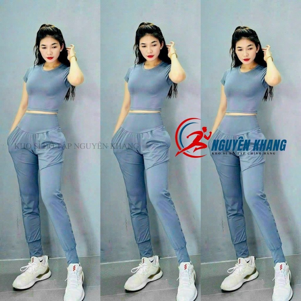 Bộ Tập Thể Thao Quần Dài Có Túi Áo Croptop Tập Gym- Yoga -Earobich - 3