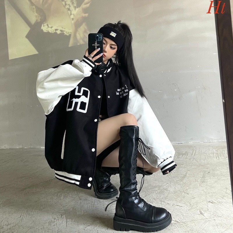 Áo khoác Bomber nỉ chữ H họa tiết đám mây màu mới.ht