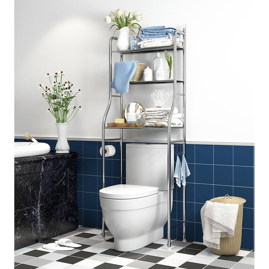Kệ để đồ sau bồn cầu inox 3 tầng