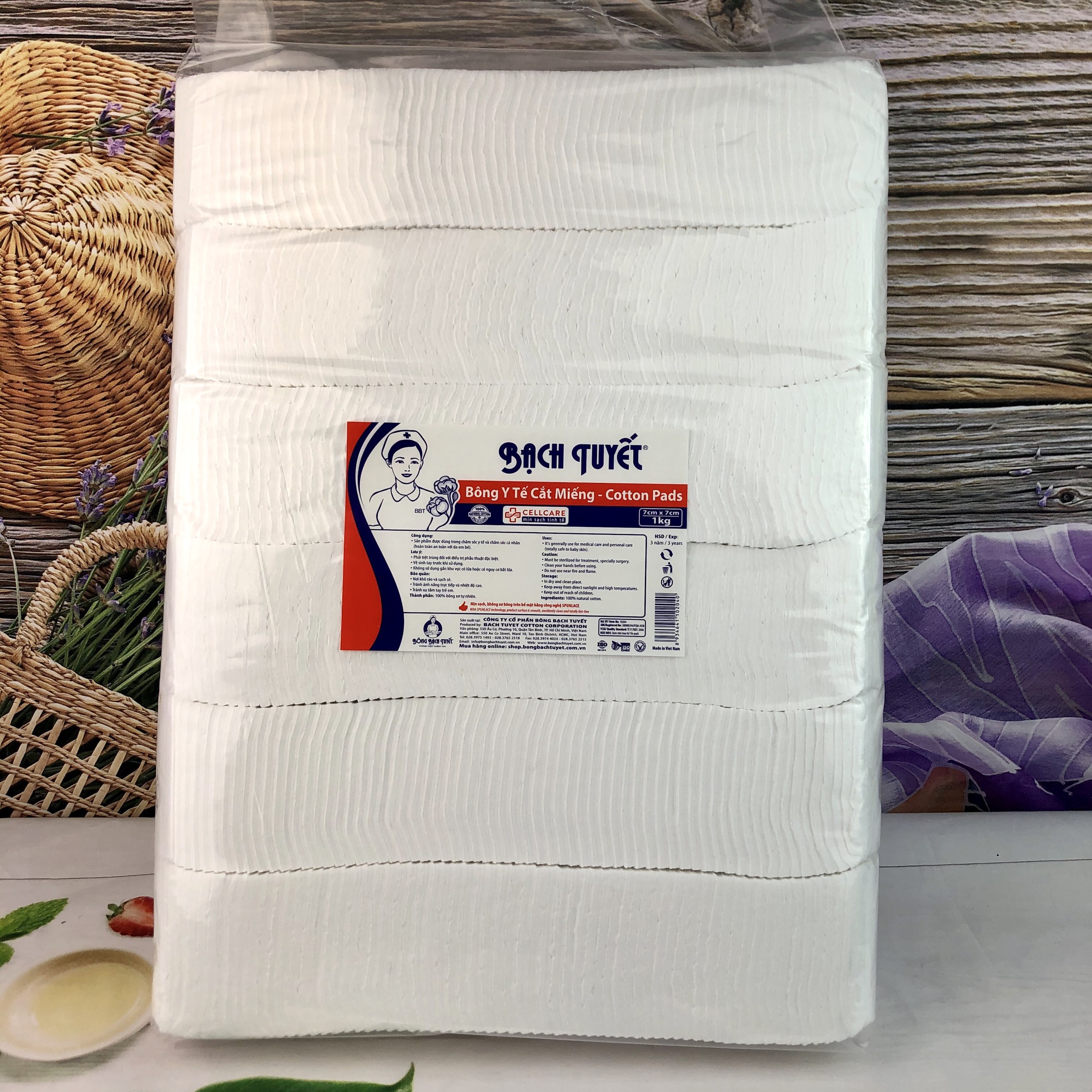 Bông gòn cắt miếng sẵn 1kg 7 x 7cm - bông bạch tuyết