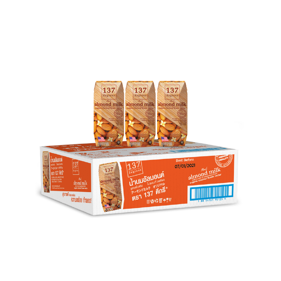 Thùng sữa hạt 137 degrees hạnh nhân nguyên chất 180ml x 36 hộp