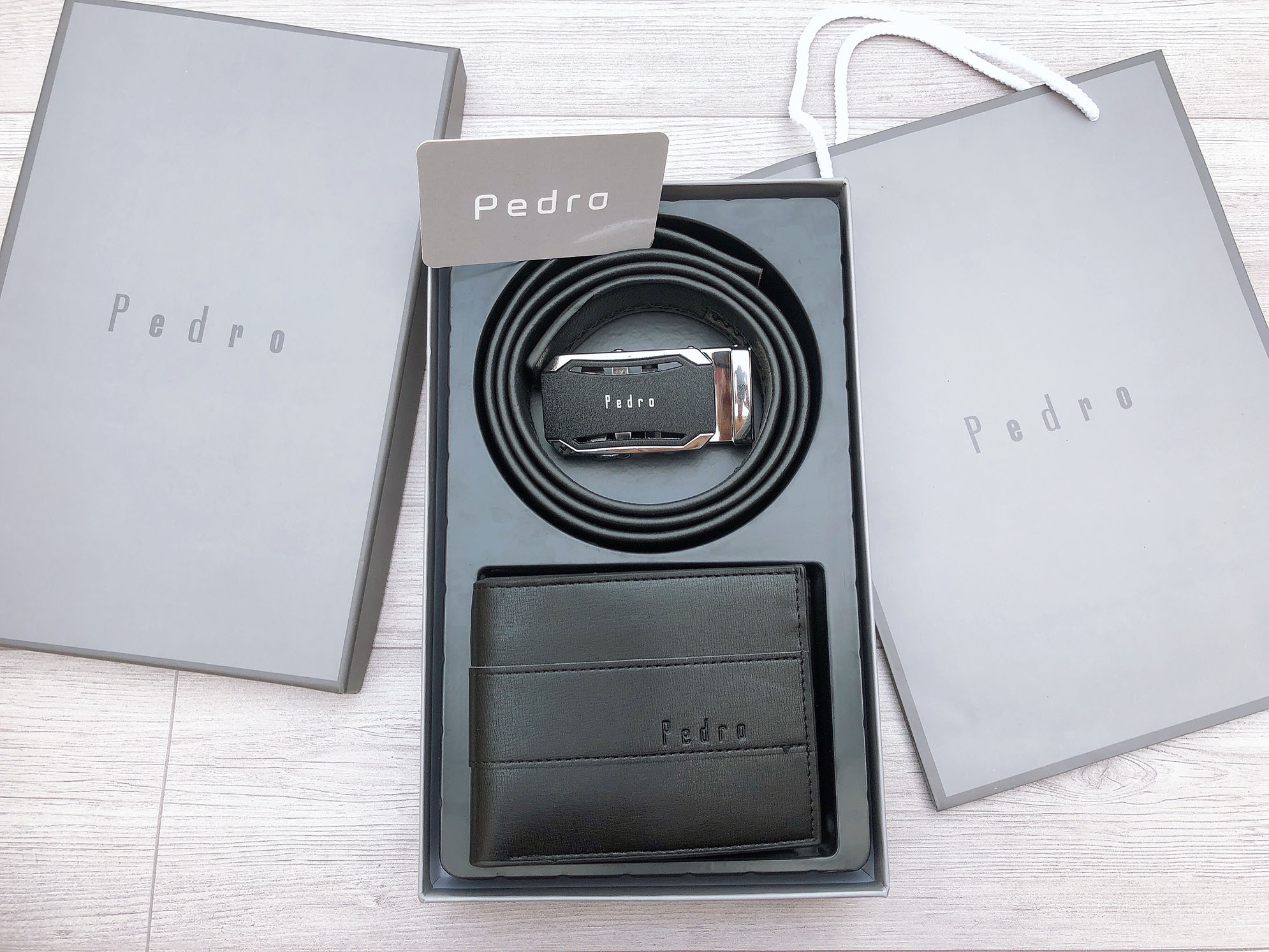 Bộ Dây Lưng + Ví Da Pedro Full Hộp Kèm Túi Xách
