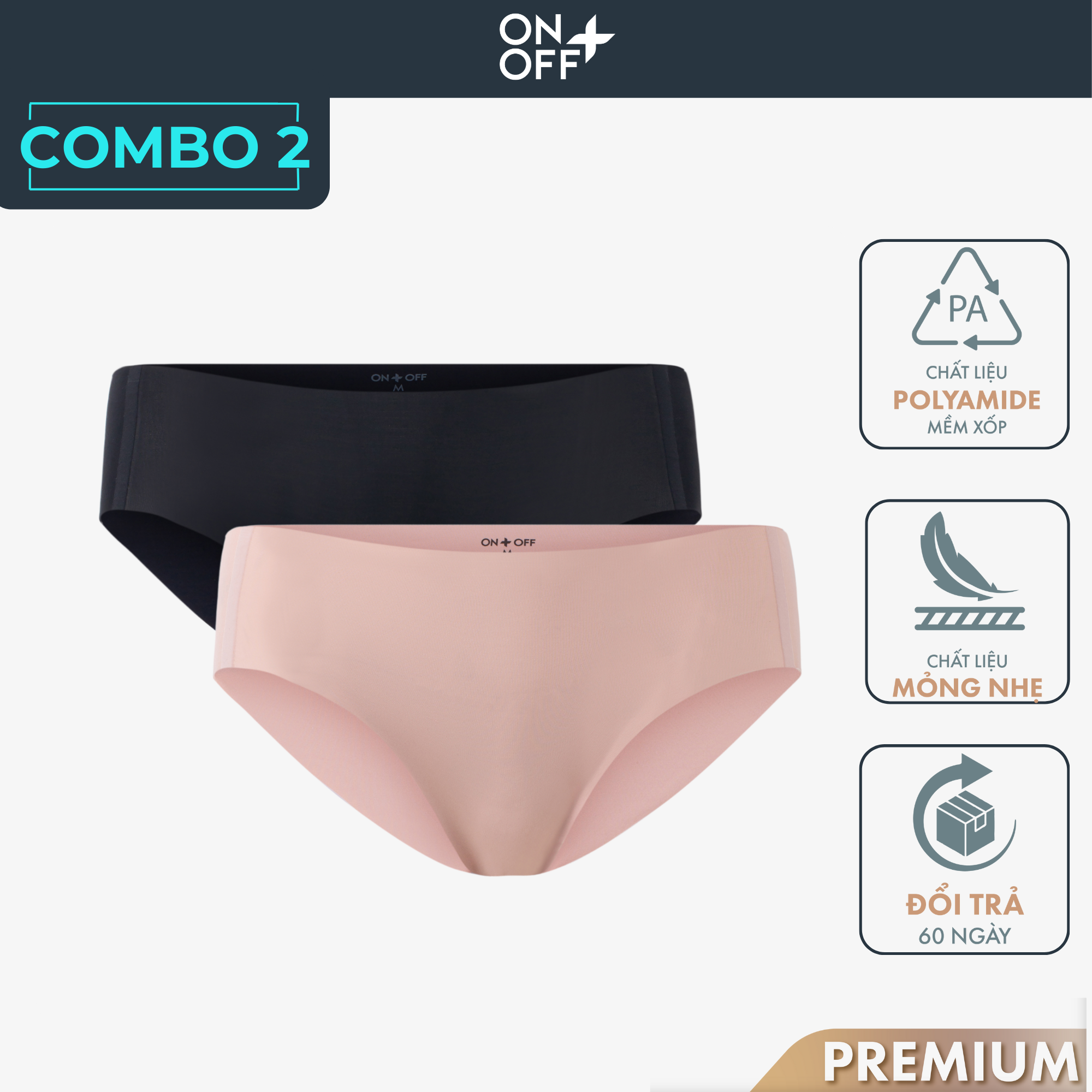 Combo 2 quần lót tàng hình nữ công nghệ boning tập yoga, tập gym, mặc đồ body ONOFF extra 16UY24A024