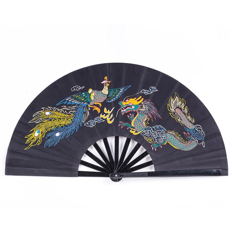 Quạt lụa rồng phượng nan nhựa đồ cổ trang trung quốc cổ phong cổ đại Quạt xếp cầm tay phong cách Trung Quốc