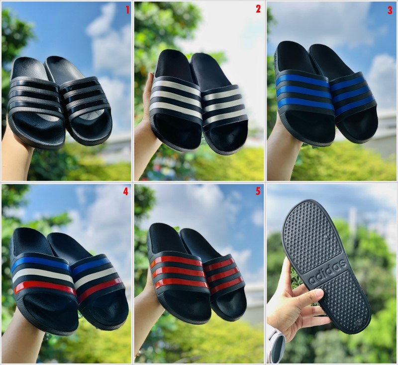 Dép adidaas dép đúc quai ngang cao su, dép thể thao nam nữ adidas quai ngang nam nữ 3 kẻ đủ màu